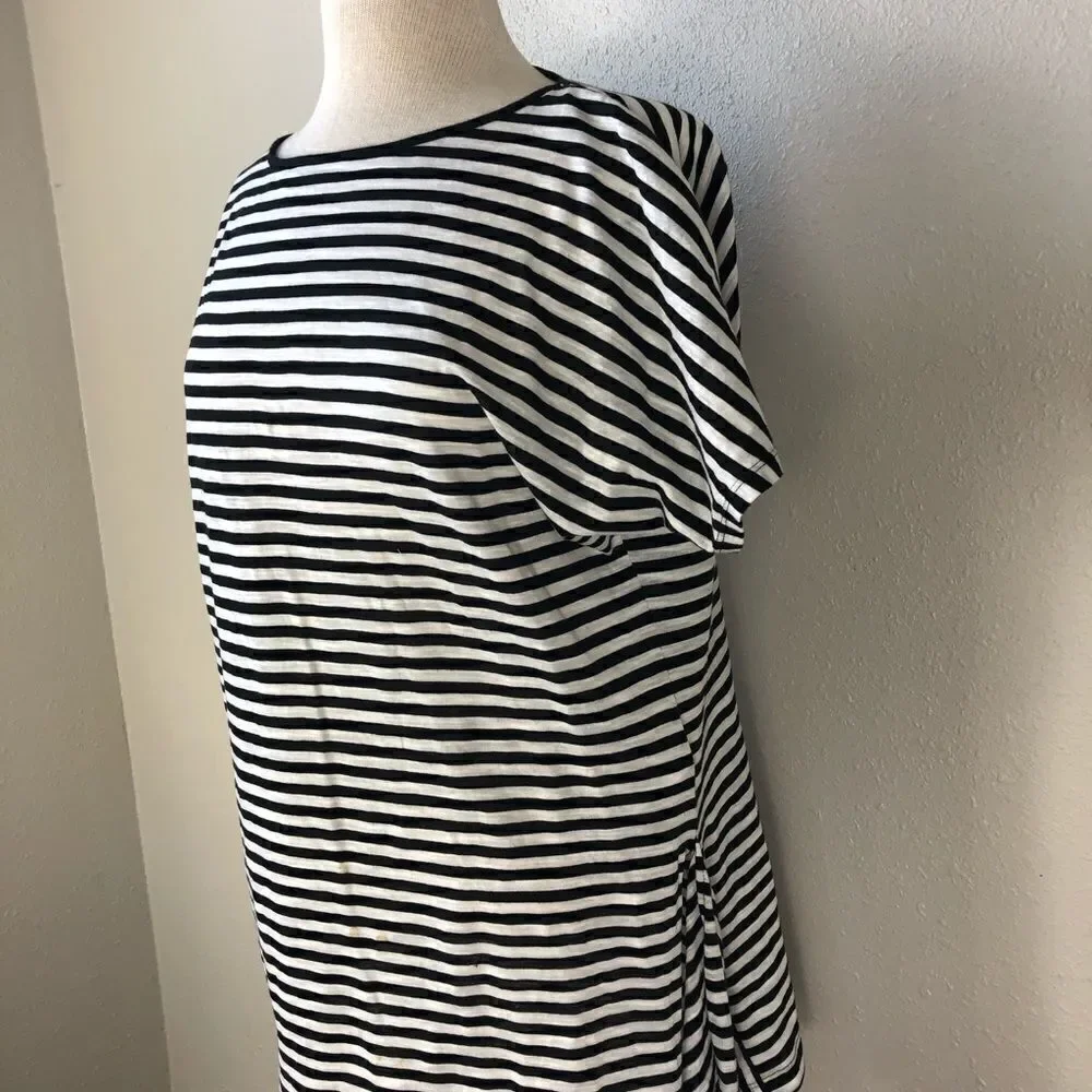 Michael Kors Black and White Striped Top Size S
